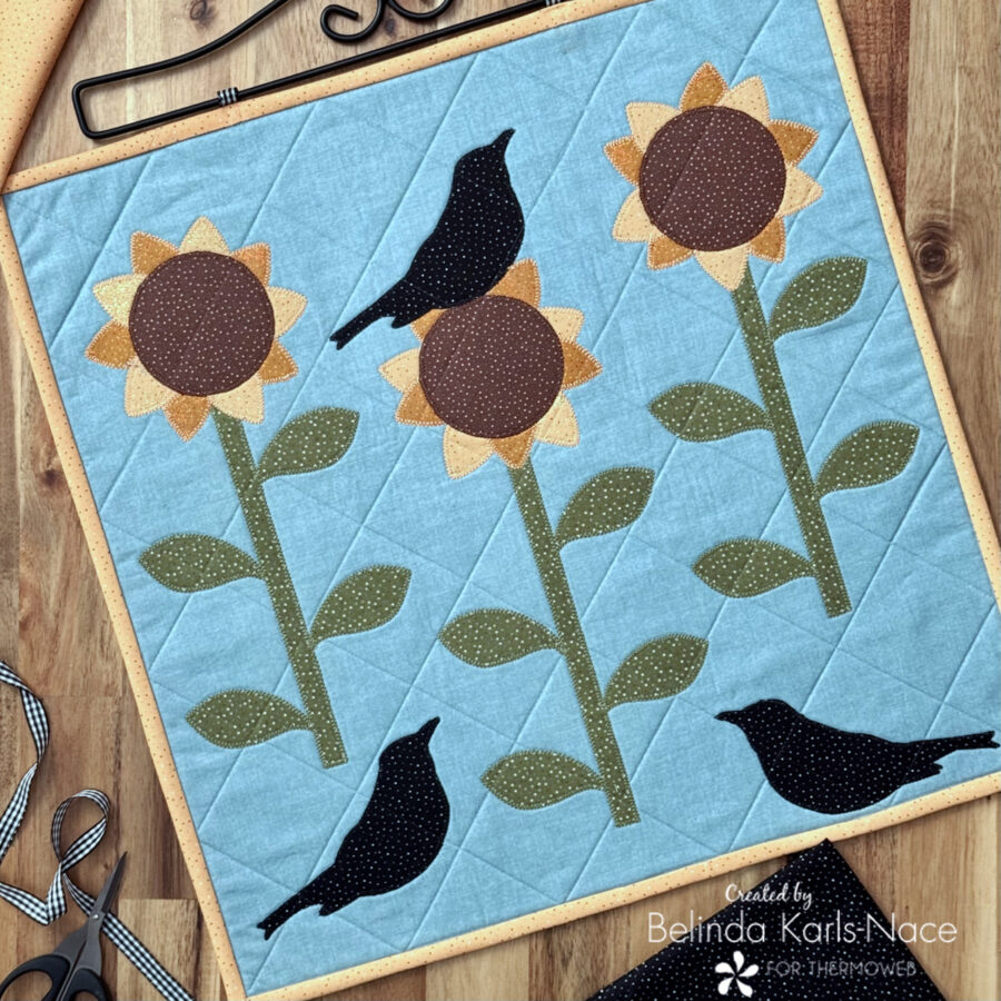 Sparkling Sunflowers Mini Quilt – A Project for the Therm O Web Blog by Belinda Karls-Nace